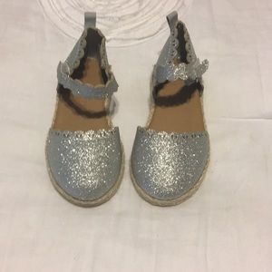 Silver glitter espadrilles. Size 6. Worn once.